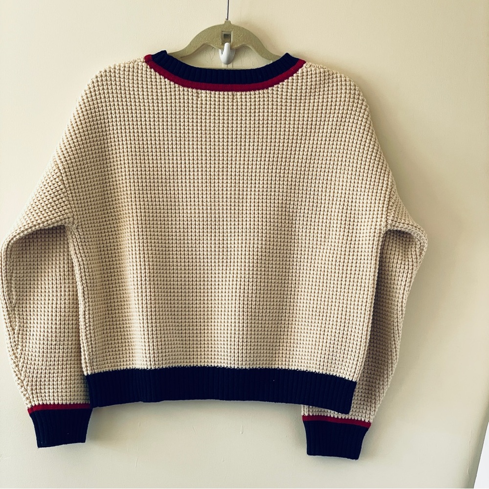 CENTRAL PARK WEST love heart waffle crew neck graphic embroidered sweater - Picture 5 of 9
